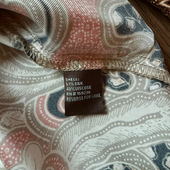 J.McLaughlin Silk Blend Paisley Leopard Print Blouse Women’s Small - Picture 5 of 6